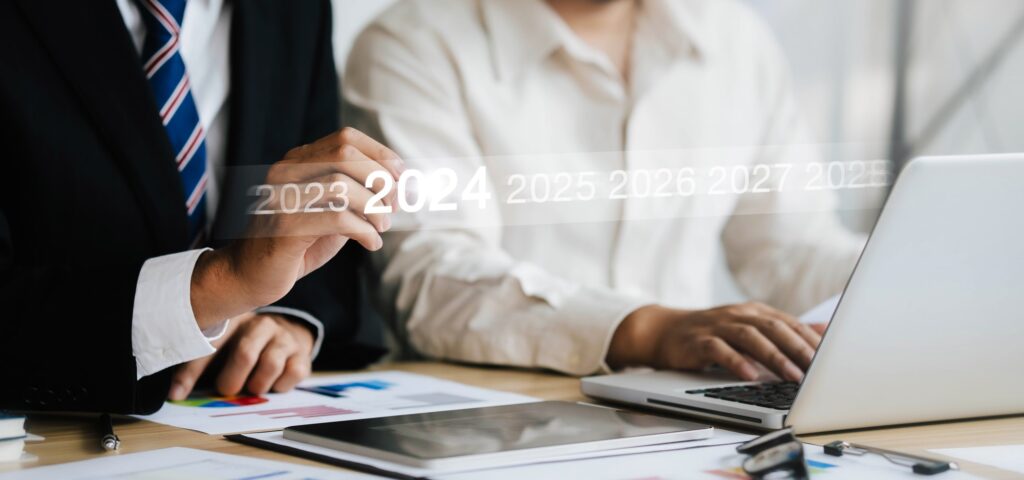 businessman business goals start new year 2024 positive indicators 2024 company competitiveness