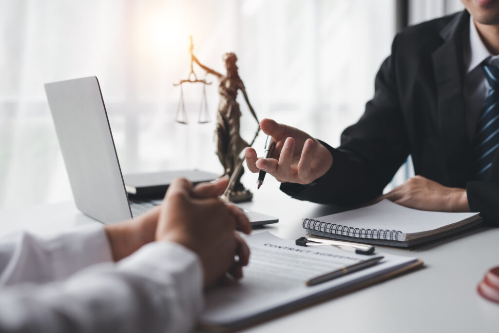 Sign an agreement the concept of legal proceedings and litigation.